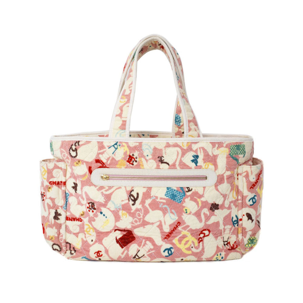 Chanel Baby Animal Tote Bag Pink White
